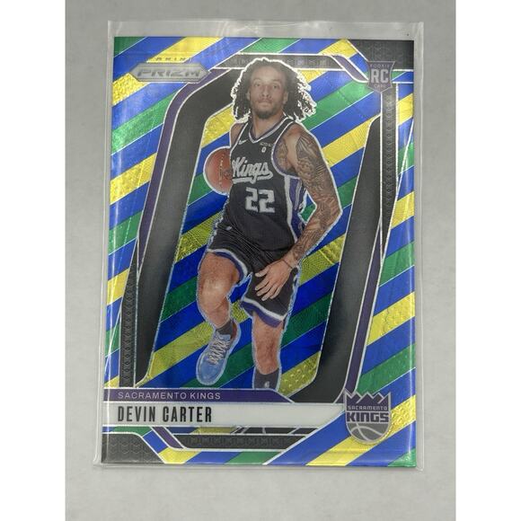 2024-25 Panini Prizm Devin Carter RC Choice Blue Yellow and Green #231 Kings - Picture 1 of 2